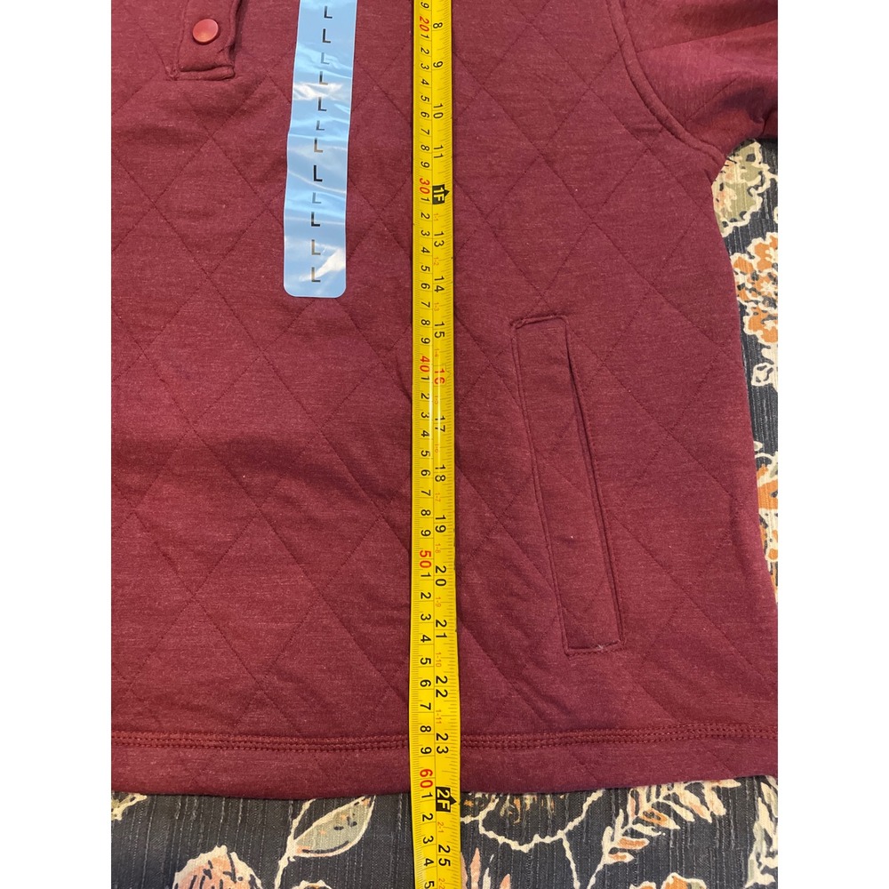 Lands' End Quilted Pullover Hoodie Women's Large Burgundy Snap Neck Top New - Picture 10 of 13